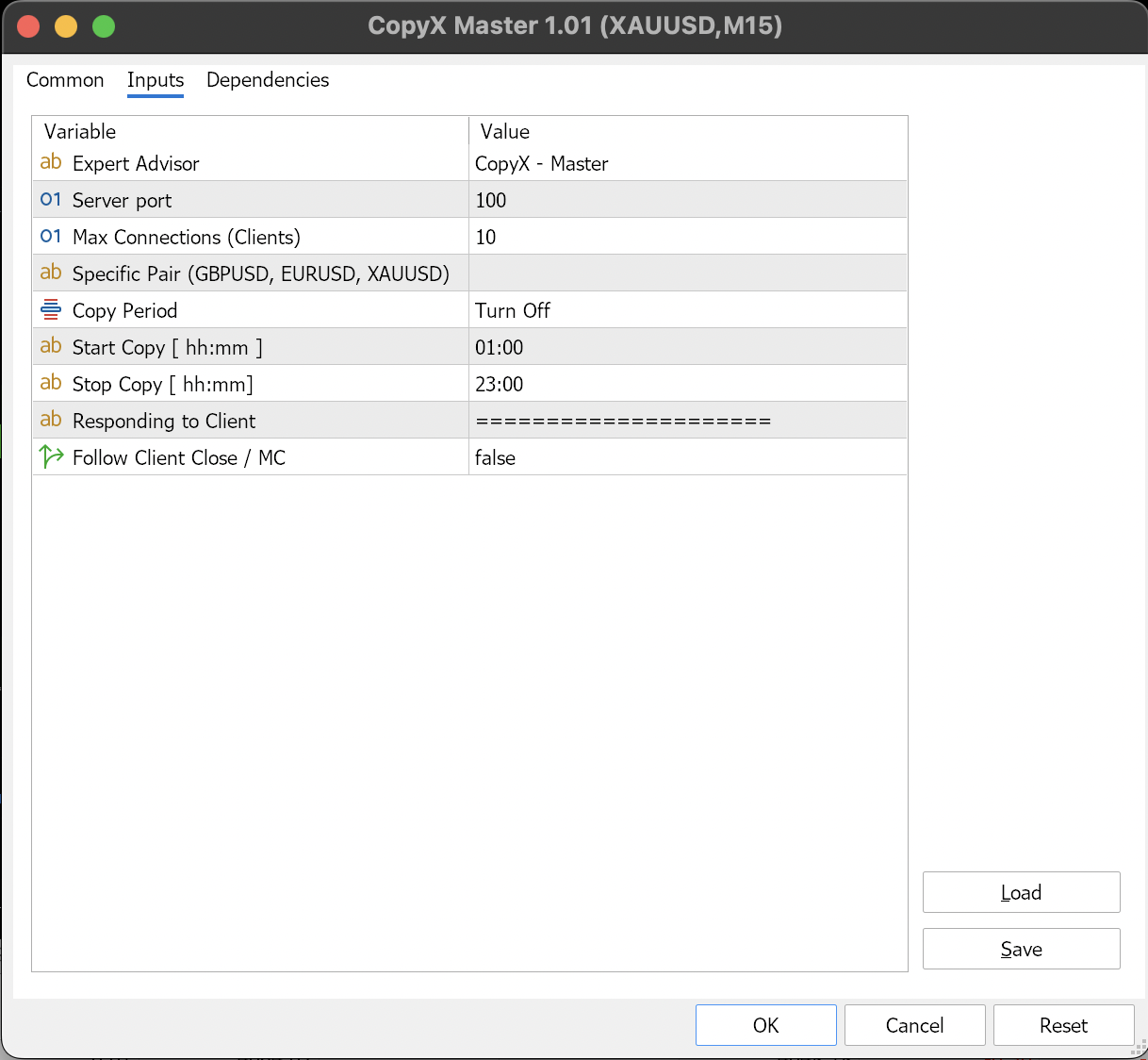 copyX - inputs Master